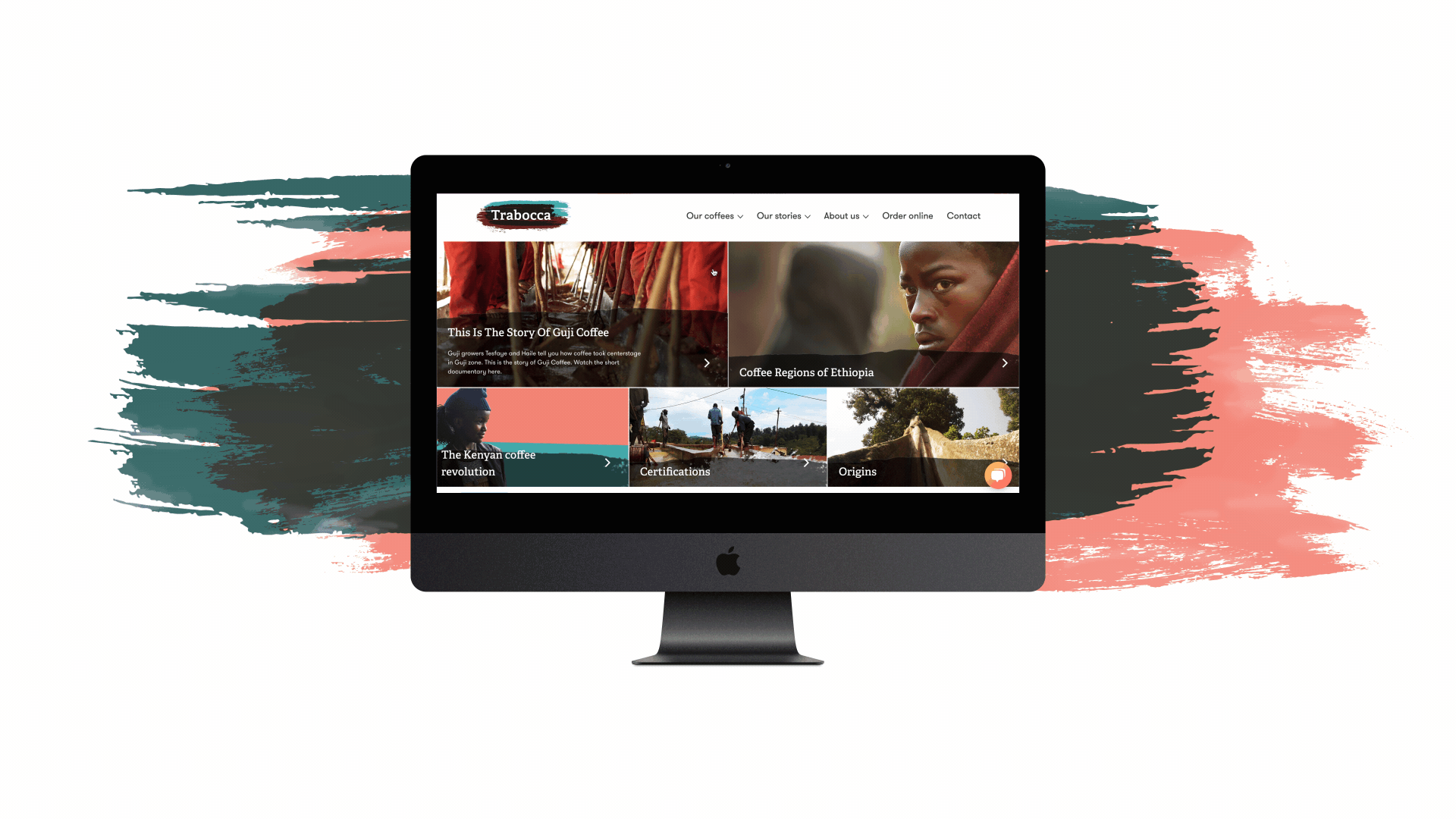 Trabocca Homepage interactie gif in mockup