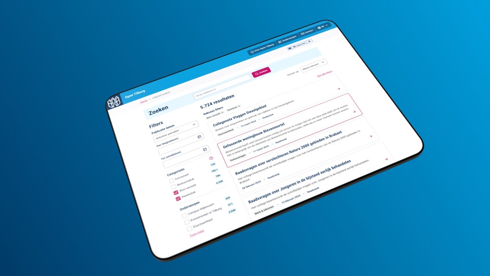 Screenshot van pagina WOO portaal Gemeente Tilburg
